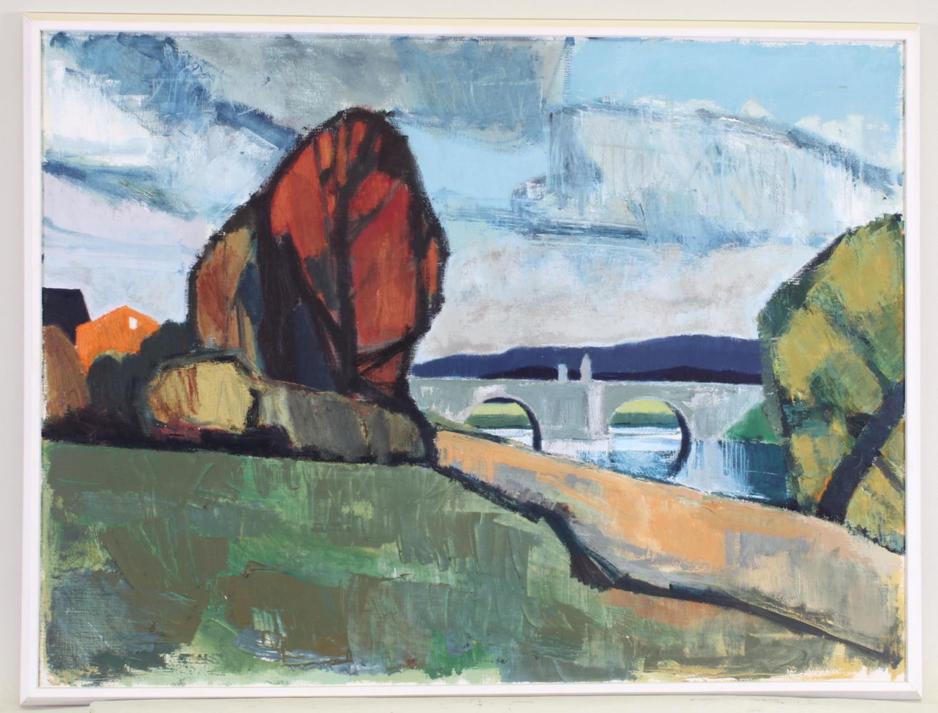 Landschaftsmaler (20. Jh.), "Sommerliche Flusslandschaft", Öl auf Leinwand, 60 x 80 cm - Image 2 of 3