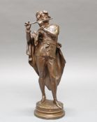 Bronze, dunkelbraun patiniert, "Troubadour", bezeichnet auf der Plinthe Aug. Moreau, undeutlich num