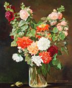 Stilllebenmaler (19./20. Jh.), "Blumenbouquet", Öl auf Leinwand, signiert rechts unten Rob. von de