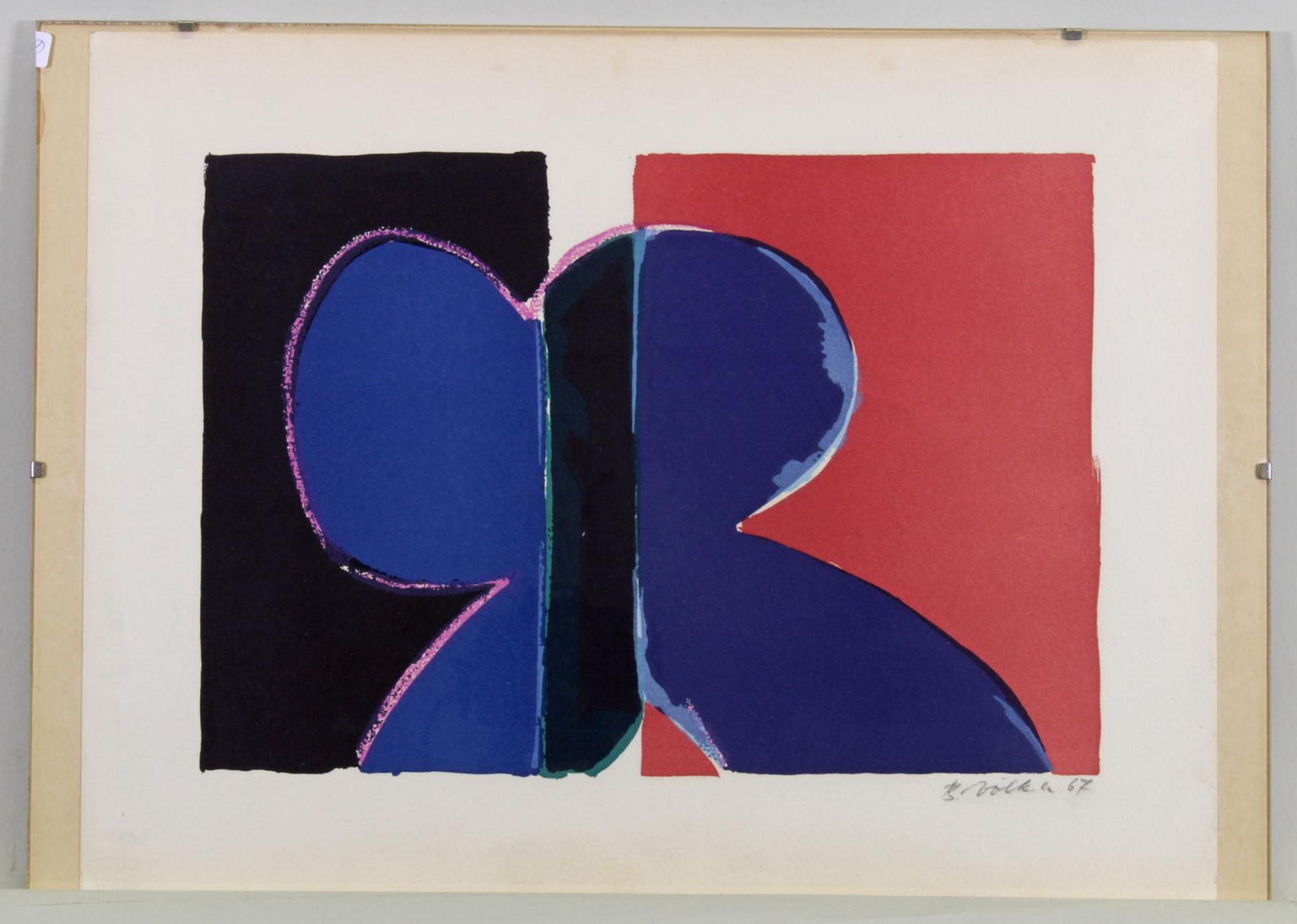 Voelkle, Bernd (geb. 1940 Mülheim/Baden), "Abstrakte Komposition", Farblithografie auf Papier, sig - Bild 2 aus 3
