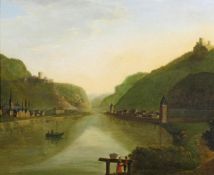 Landschaftsmaler (19. Jh.), "Burg Katz und Burg Maus", Öl auf Holz, 54 x 61 cm, leicht verschmutzt