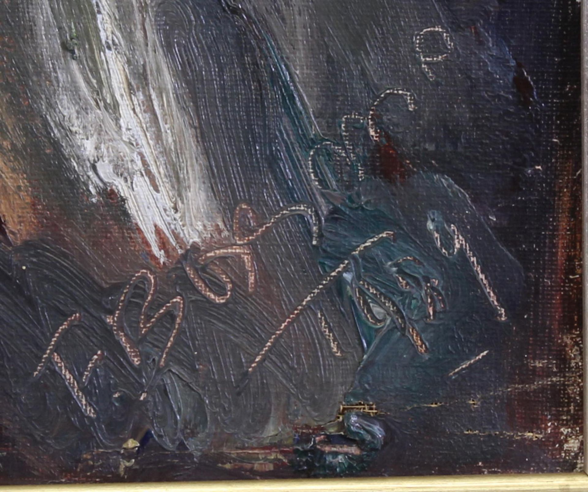 Italienischer Künstler (20. Jh.), "Abstrakte Komposition mit Blüten", Öl auf Leinwand, signiert - Image 4 of 4