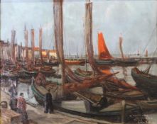 Smith, Julius (1885 - 1960), "Fischereihafen", Öl auf Leinwand, signiert und datiert rechts unten