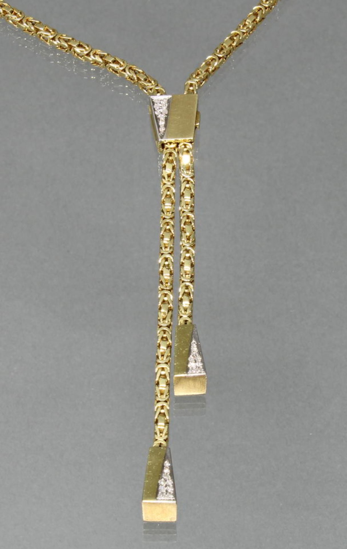 Y-Collier/Königskette, mit Verstellclip, WG/GG 585, 27 Diamanten zus. ca. 0.25 ct., alle etwa fw/s - Bild 2 aus 2