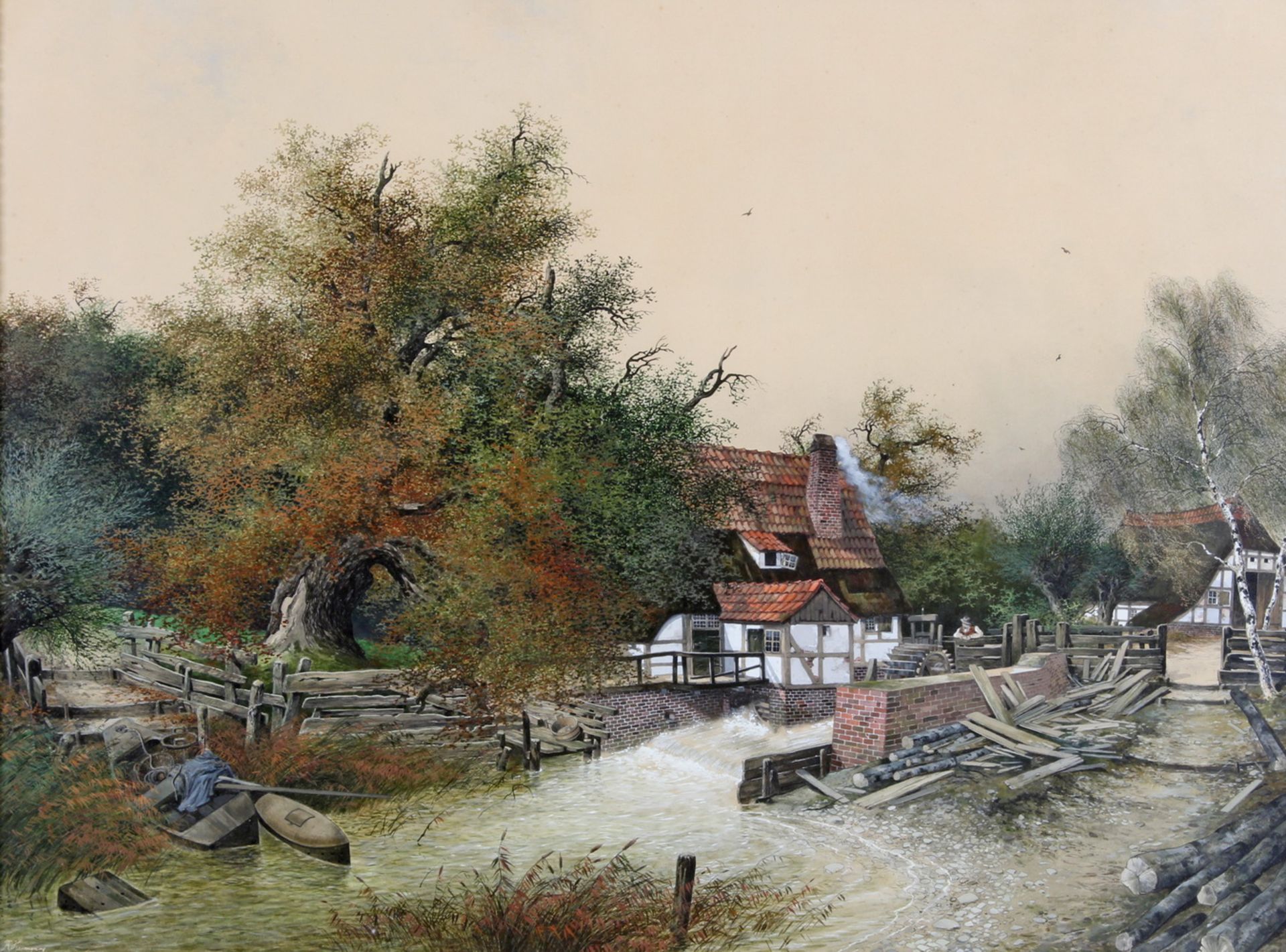 Hermanns, Rudolf (1860 Celle - 1935, Landschaftsmaler und Aquarellist), Pendants, Mischtechnik auf