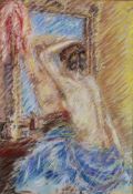 Genremaler (20. Jh.), "Dame vor dem Spiegel", Pastellzeichnung, undeutlich monogrammiert oder signi