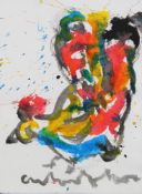 Heyboer, Anton (1924 Sabang - 2005 Den Lip, abstrakter Künstler), "Huhn", Plakatfarbe auf Papier,