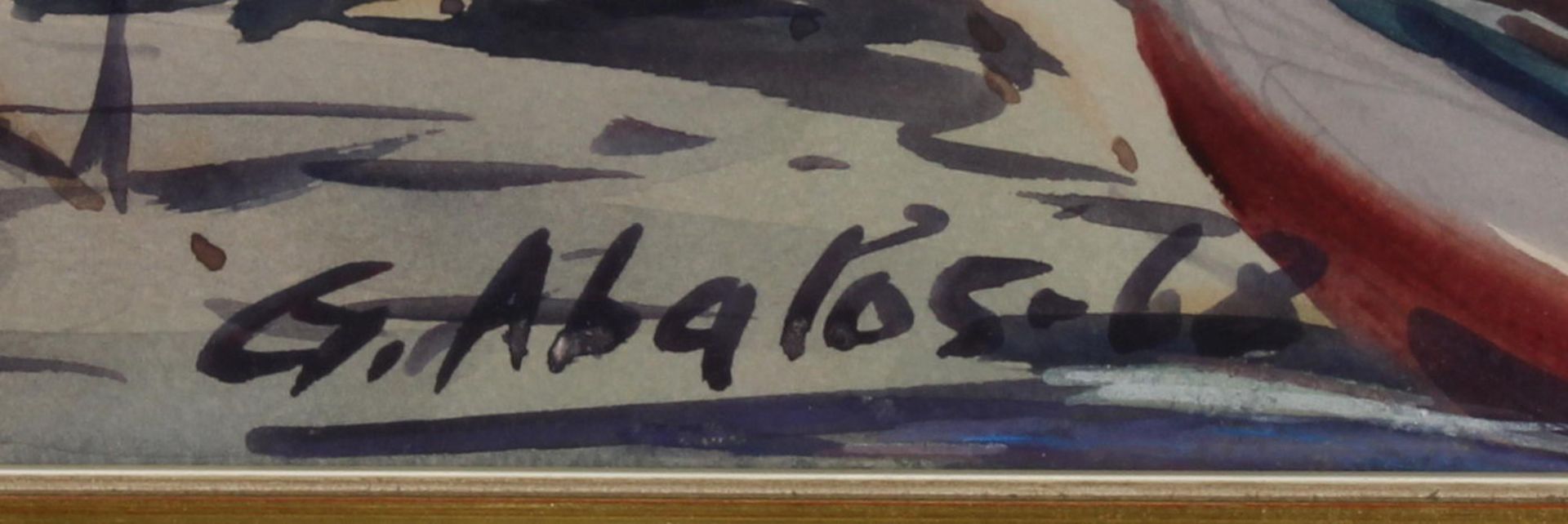 Spanischer Künstler (20. Jh.), "An einer südlichen Küste (Kanaren)", Aquarell auf Papier, signie - Bild 3 aus 3
