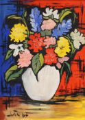 Undeutlich signiert (20. Jh.), "Blumenvase", Acryl auf Karton, undeutlich signiert/monogrammiert un