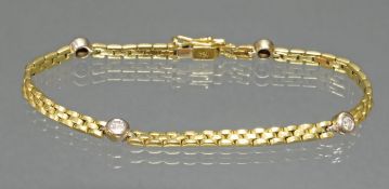 Armband, WG/GG 750, 4 Brillanten zus. ca. 0.40 ct., 19 cm lang, 13 g