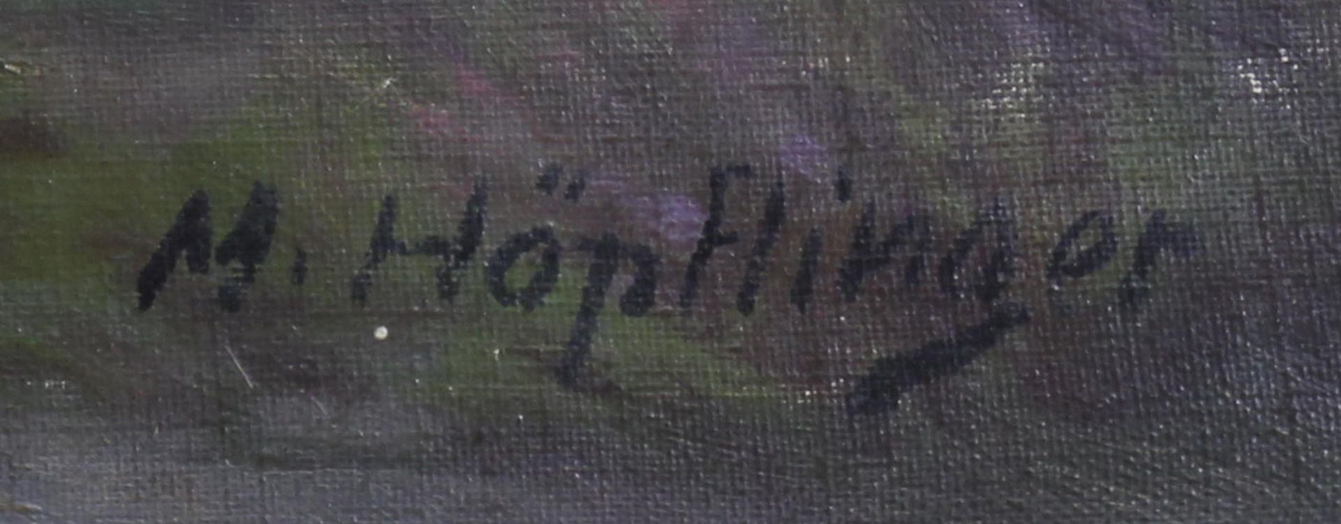 Höpflinger, Max (20. Jh.), "Schäfer und Schafe", Öl auf Leinwand, signiert unten rechts M. Höpf - Bild 3 aus 4