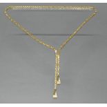 Y-Collier/Königskette, mit Verstellclip, WG/GG 585, 27 Diamanten zus. ca. 0.25 ct., alle etwa fw/s