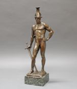 Bronze, "Gladiator", Stempel im Guss unten Martin u. Piltzing Hofbildgiesser Berlin, ca. 53 cm hoch