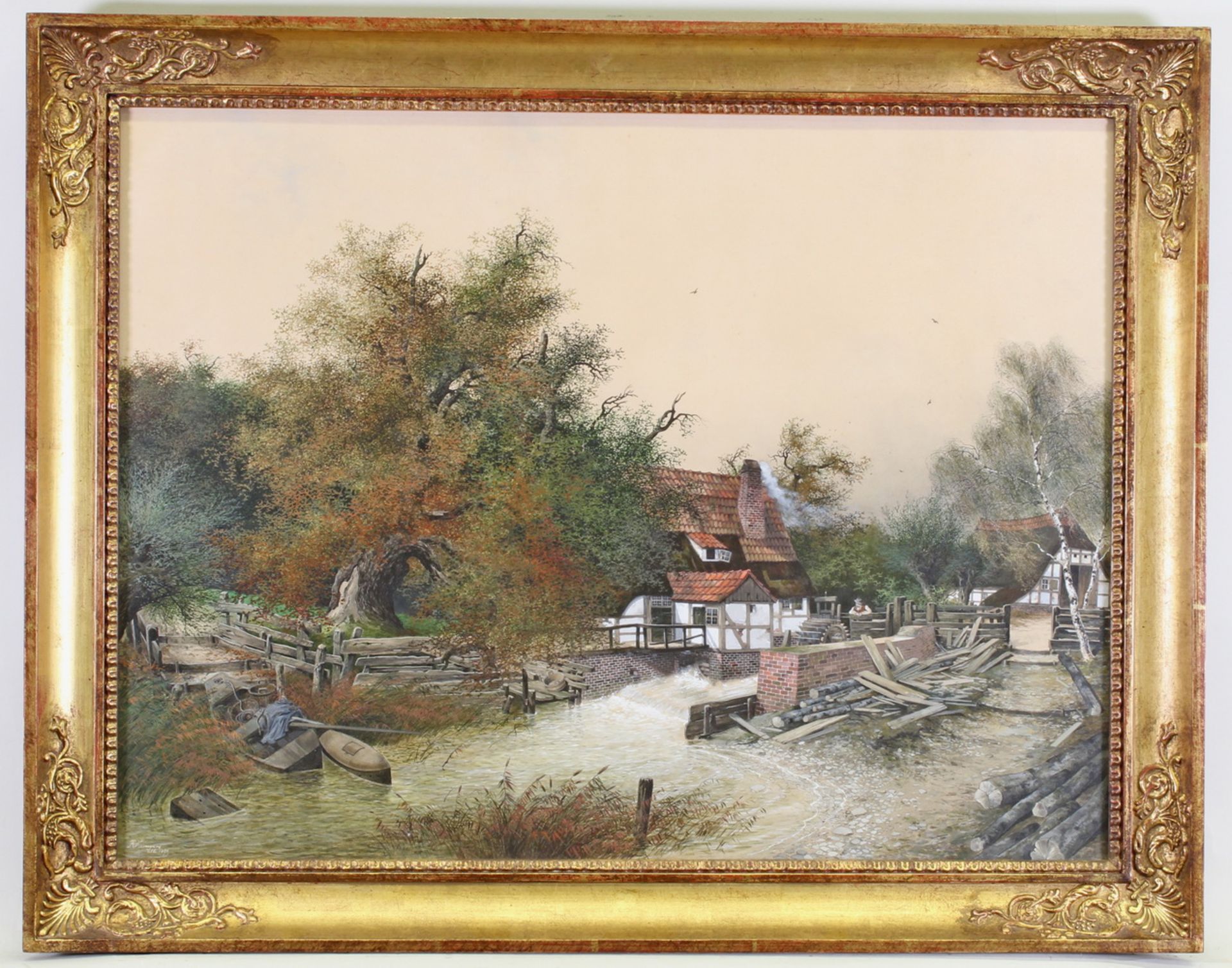 Hermanns, Rudolf (1860 Celle - 1935, Landschaftsmaler und Aquarellist), Pendants, Mischtechnik auf - Image 2 of 3