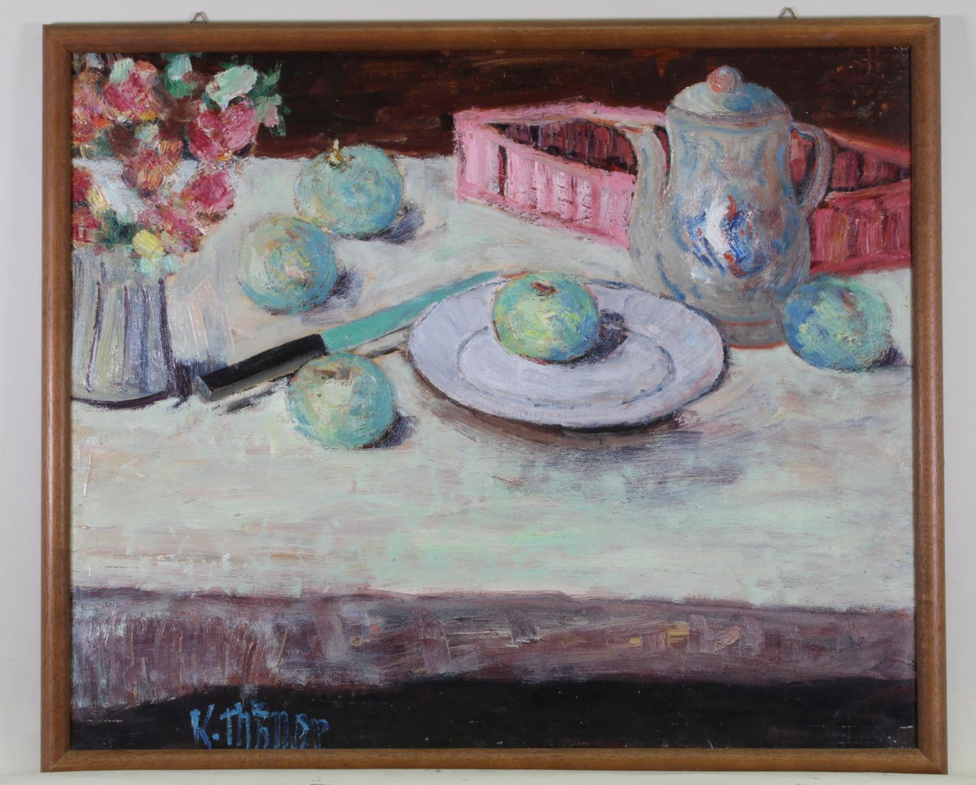 Stilllebenmaler (2. Hälfte 20. Jh.), 3 Gemälde, "Stillleben", Öl auf Karton, jeweils undeutlich - Image 7 of 9