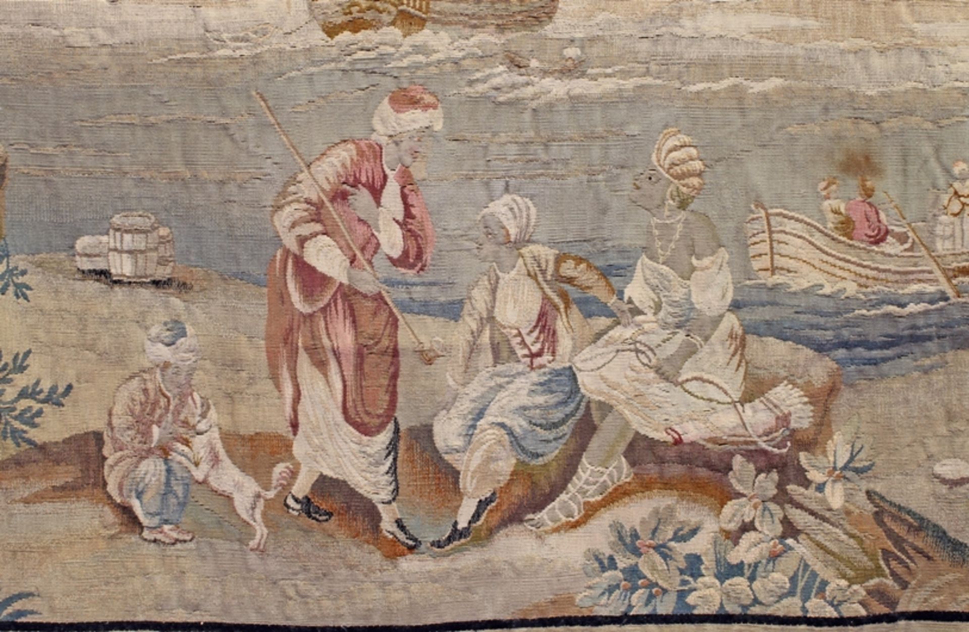 Tapisserie, "Orientalische Küstenszene", wohl Niederlande/Frankreich, 18. Jh., Wolle, Bordüre mit R - Bild 3 aus 4