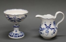 Fußschale, Krug, Meissen, Schwertermarke, 1850-1924, 1. Wahl, Zwiebelmuster, 15.5-16 cm hoch