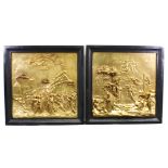 2 Reliefplatten, Gussmasse, "Adam und Eva" und "Moses" nach der Paradiespforte von Lorenzo Ghiberti