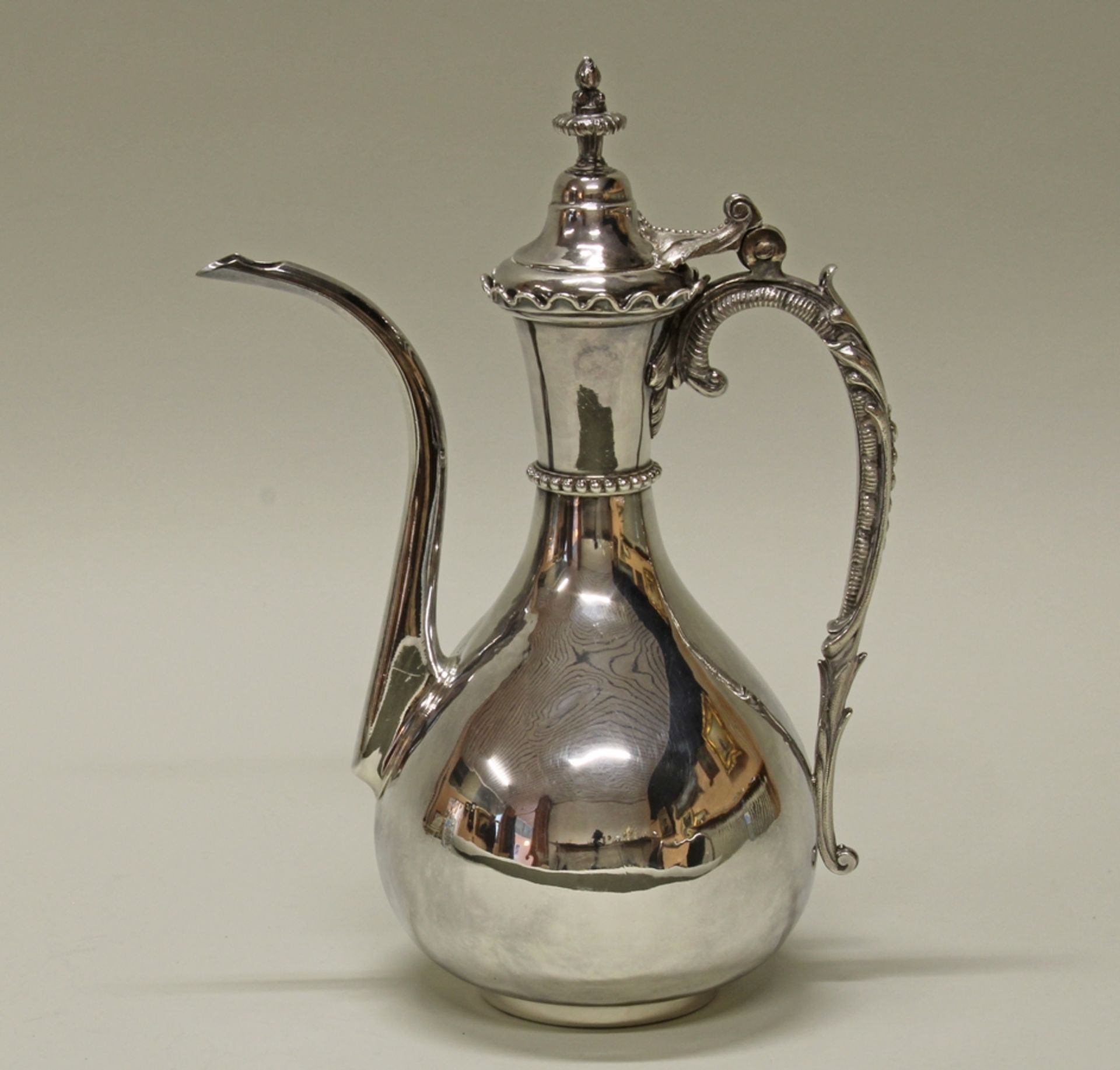 Kanne, Silber, Frankreich, 1840-1879, Exportmarke, Meistermarke PQ, orientalische Form, 31.5 cm hoc