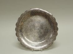 Platte, Silber, Ägypten, 1960er Jahre, passig, ornamental, ø 31.8 cm, ca. 705 g