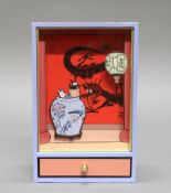 Musikdose, "Tintin", Frankreich/Japan, 20. Jh., Trousselier SA, Holz, polychrom, spielbar, beweglic