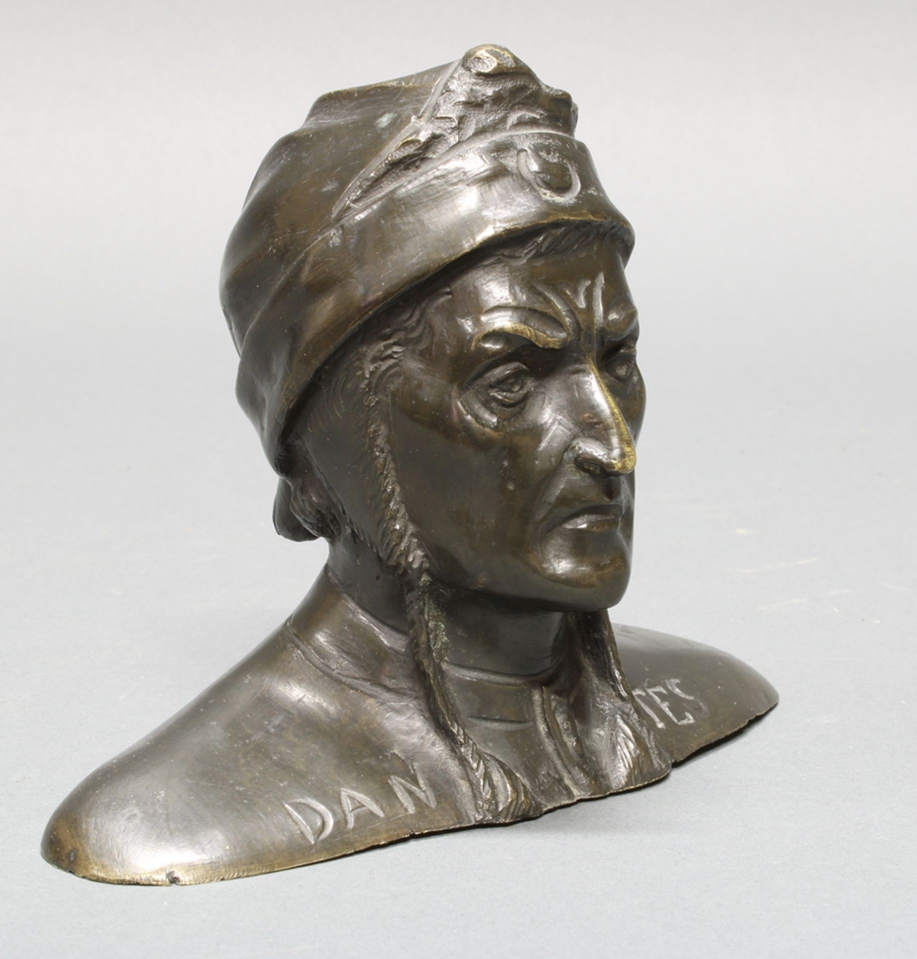 Bronzebüste, dunkelbraun patiniert, "Dante Alighieri", 11 cm hoch - Image 4 of 5