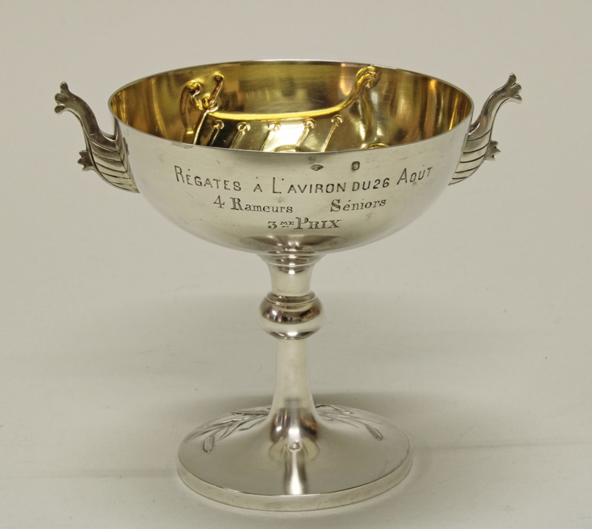 Preispokal, "Régates à L'aviron", Silber 950, Frankreich, um 1900, Charles Boulanger, Kuppa innen v - Bild 2 aus 2