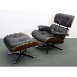 Eames Lounge Chair und Ottoman, Hermann-Miller Collection, Entwurf Charles und Ray Eames 1956 für H