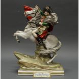 Porzellanfigur, "Napoléon Bonaparte au Passage des Alpes", Sitzendorf, 20. Jh., polychrom und golds