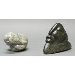 2 Skulpturen, Shona-Kunst, Serpentinstein geschnitzt: