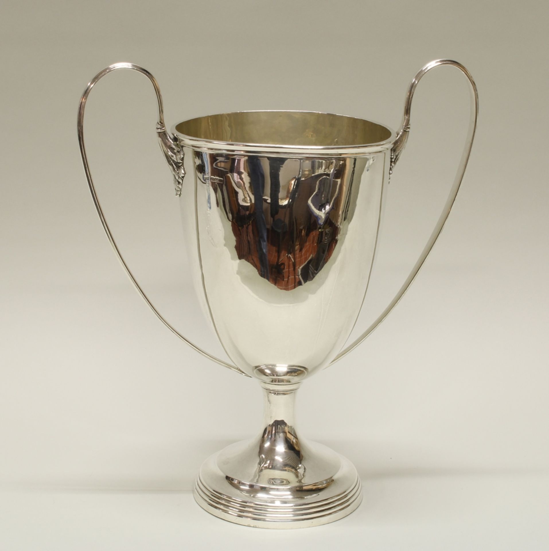 Champagnerkühler, Silber 925, Sheffield, 1928, Mappin & Webb, Pokalform, zwei Handhaben, getreppter
