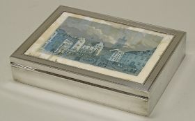 Zigarrendose, Silber 925, Deckel mit Offsetdruck Darmstadt, innen Holz, Boden geschwert, 4.5 x 20.5