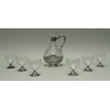 Karaffe, Silber 835, farbloses Glas mit Schliff, Silbermontierung, rocaillierter Dekor, 25 cm hoch;