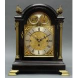 Bracket Clock, England, Mitte 19. Jh., signiert Hurt & Sons, 187 New Street, Birmingham, schwarzes