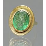 Siegelring, mit Wappenintaglio, GG 585, grüner Turmalin, 5 g, RM 15.5
