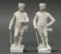 2 Porzellanfiguren, "Preußischer Bergmann", "Hannoverscher Bergmann", KPM Berlin, Weißporzellan, Mo