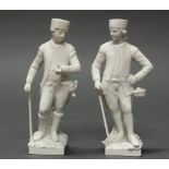 2 Porzellanfiguren, "Preußischer Bergmann", "Hannoverscher Bergmann", KPM Berlin, Weißporzellan, Mo