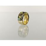 Ring, GG 750, verschiedenfarbige Turmaline zus. ca. 7.80 ct., 11 g, RM 17