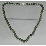 Jadekette, Kugeln ø 8 mm, Schließe Silber 925, 51 g, ca. 60 cm lang