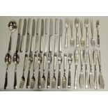 Besteckteile, versilbert 150, Wilkens, Modell Opera: 6 Fischgabeln, 6 Fischmesser, 10 Gabeln, 10 Me