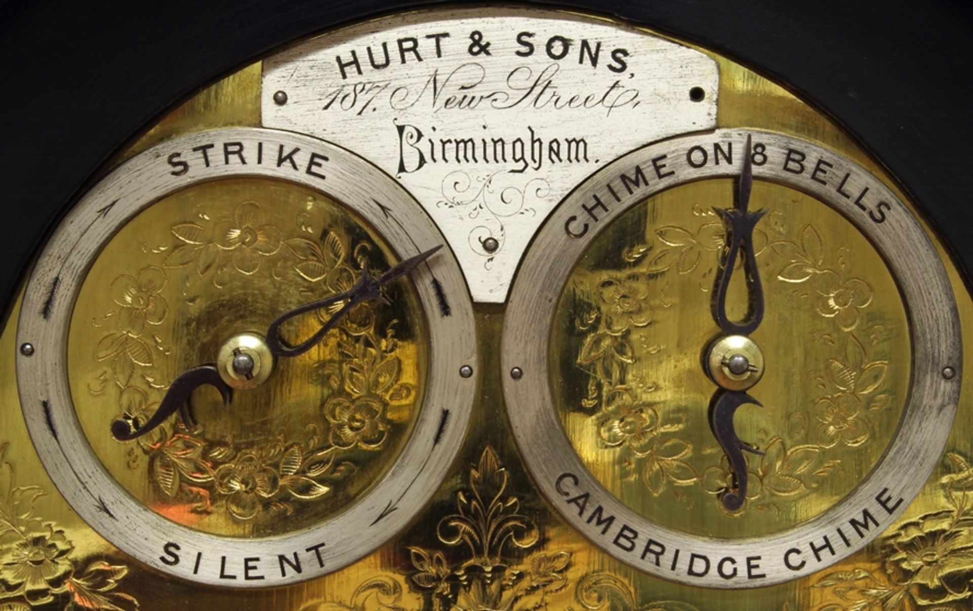 Bracket Clock, England, Mitte 19. Jh., signiert Hurt & Sons, 187 New Street, Birmingham, schwarzes  - Bild 3 aus 6