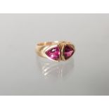 Ring, GG 585, 2 rosafarbene facettierte Turmaline, 6 g, RM 18