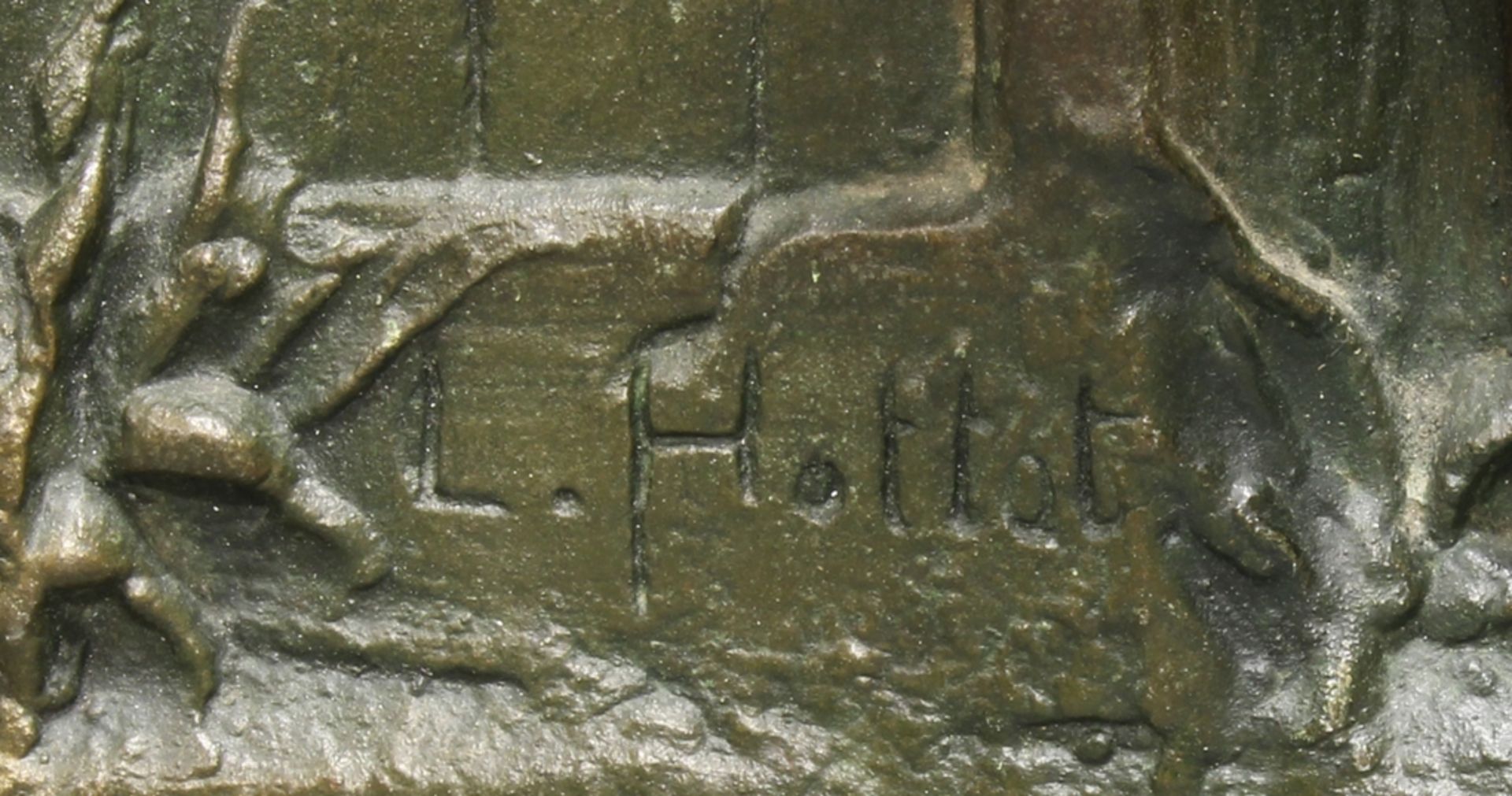2 Reliefs, Metallguss (Régule), farbig patiniert, "Orientalin am Brunnen und Orientale mit Musikins - Image 4 of 6