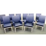 10 Stühle, DeSede DS 209, Schweiz 1999, Design von Jean Pierre Dovat, Polster Leder indigoblau, 8 S