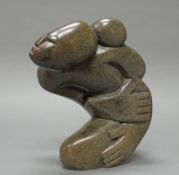 Skulptur, Shona-Kunst, Serpentinstein geschnitzt, "Mother & Child", am Fuß bezeichnet K. Musekiwa, 