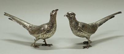 2 Tierfiguren, "Fasanenpaar", Silber 800, Frankreich, bewegliche Flügel, 15-16 cm hoch, zus. ca. 75
