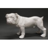 Dekofigur, "Hund Boxer", neuzeitlich, Pressmasse, weiss gefasst, 38 cm hoch