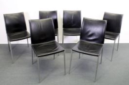 6 Design-Stühle, 'Zanotta', Modell 2086 Lia, Entwurf von Roberto Barbieri, Aluminiumlegierung, schw