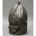 Tanzaufsatz-Maske, Mende, Sierra Leone, Afrika, authentisch, Holz, geschnitzt, 35 cm hoch.