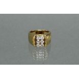 Ring, 1970er Jahre, GG 750, mattiert, 6 Brillanten zus. ca. 0.60 ct., etwa w/si, 10 g, RM 16